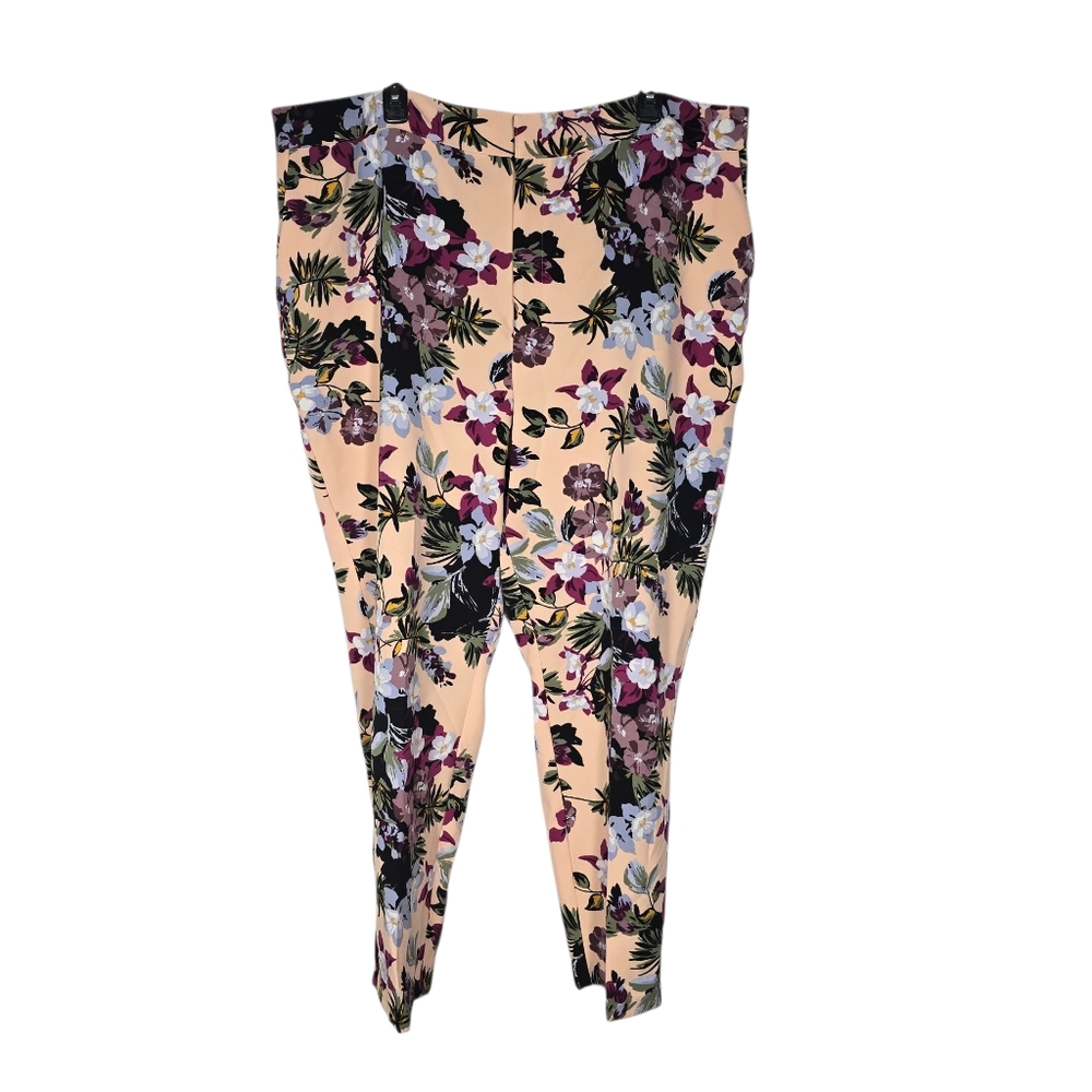 Nina Parker Plus 2X Peach Floral Printed Trousers Pants